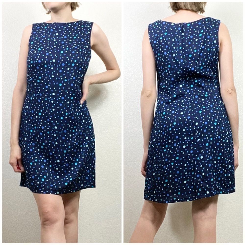 Vintage y2k No Boundaries Navy Polka Dot Sleeveless Mod Dress